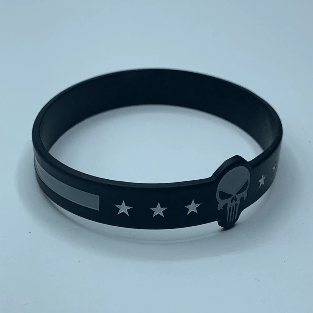 Punisher Thin Silver Gray Line Bracelet Wristband Correctional Officers